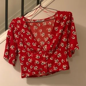 Pull & Bear Red Crop Top